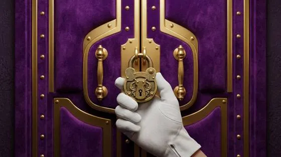 Vault-style doors with gold hardware, standing in for the security check before signing in