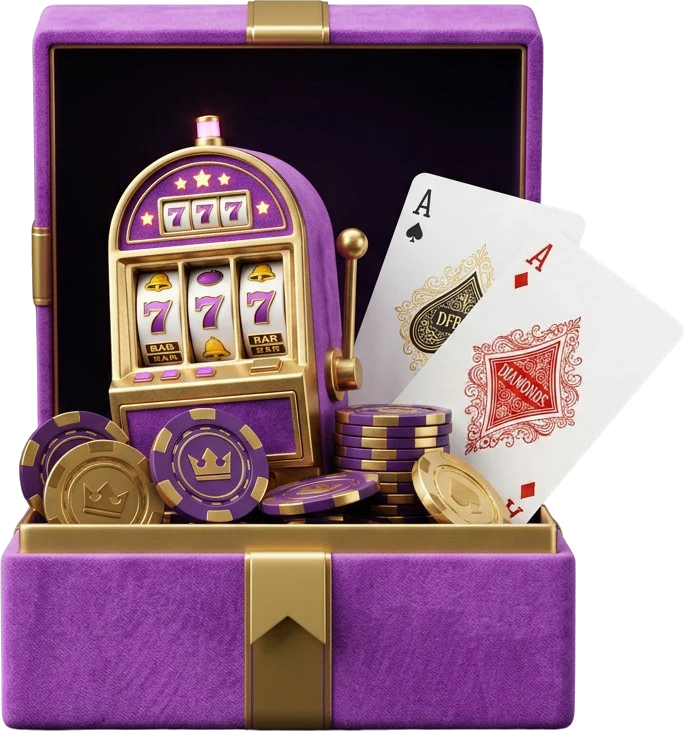 An open velvet gift box revealing a golden slot symbol, echoing a paid shortcut into a bonus round